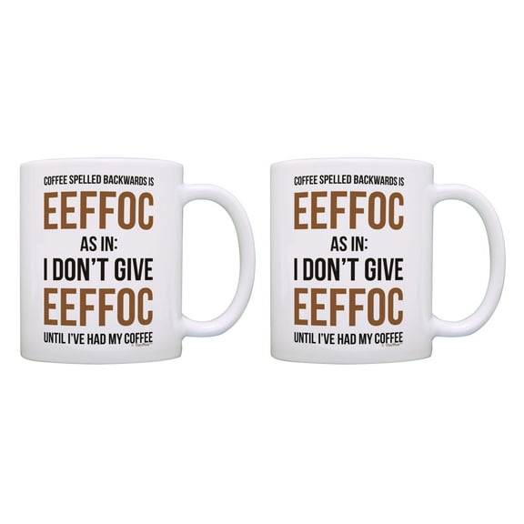 ThisWear Coffee Lover Gifts I Don't Give Eeffoc Until I've Had My Coffee 11 ounce 2 Pack Coffee Mugs