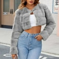 thumbnail image 2 of BiZtdJrK Lightning Sales Of Today Prime Faux Fur Coats for Women Laple Neck Cropped Winter Warm Outwear Long Sleeve Open Front Casual Teddy Jacket Gray 3XL, 2 of 9