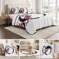 thumbnail image 6 of Quilts Queen Size Bedding Set, Cherry Blossom Lightweight Quilted Comforter, Asian Japanese Red Plum Flower Soft Reversible Bedspread Coverlet with Pillow Covers for All Season, 90" x 96", 6 of 9