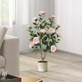 thumbnail image 2 of Costway 1 PCS 36" Artificial Camellia Tree Fake Potted Tree Greenery Floral Plant Modern Pink, 2 of 9