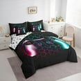 thumbnail image 3 of Manfei Game 7-Piece Twin Bedding Sets,Kids Gamepad Controller Bedding Comforter Set,Red Teal Ombre Geometric Hockeycomb Sheet Sets For Boy,Microfiber Room Decor Reversible, 3 of 8