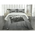 thumbnail image 3 of Ambesonne Movie Theater Quilted Bedspread Set 3 Pcs, Clapper Board, Queen Size, White Black and Grey, 3 of 5