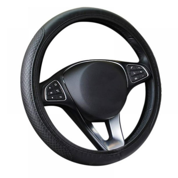 Car Steering Wheel Cover with Durable PU Leather, Universal 15 inch Fit