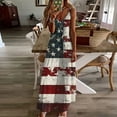 thumbnail image 2 of Cmfcve Womens 4th of July Clothes Dresses V-neck Sleeveless Patriotic Dress Independence Day Print Patchwork Art Flag Casual Dress, 2 of 5