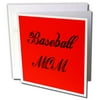 3dRose Baseball mom, red background - Greeting Card, 6 by 6-inch