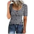 thumbnail image 1 of Birdeem Womens Round Neck Button Up T-Shirt Loose Short Sleeved Top, 1 of 8