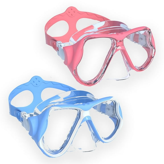 DEIKAL Kids Swim Goggles Diving Mask for Boys Girls 3-14, Tempered Glass Lens 180° HD View with Nose Cover for Pool Beach