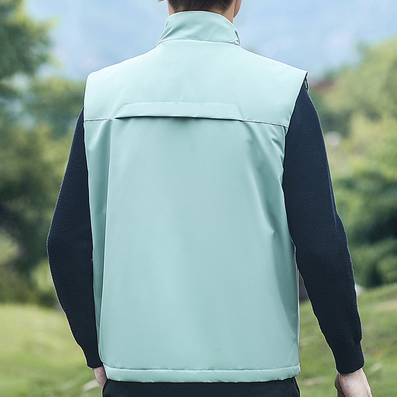 Zedker Mens Fleece Vest Lightweight Outerwear Zip Up Golf Running Sleeveless Vest With Pockets Green XXXXXL