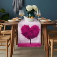 thumbnail image 2 of Valentine's Day Table Runner - 120 Inch Long, Kitchen Dining Table Runner Dresser Scarves, Pink Love Heart Trees Spring Romance Farmhouse Decor for Coffee Tables Wedding Party Banquet, 2 of 8
