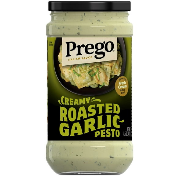 Prego Creamy Roasted Garlic Pesto Pasta Sauce, 14.5 oz Jar