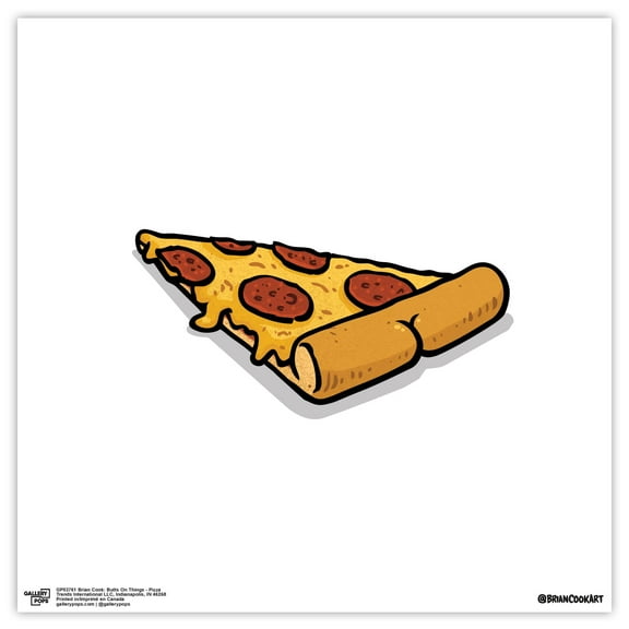 Gallery Pops Brian Cook: Butts On Things - Pizza Wall Art, Unframed Version, 12" x 12"