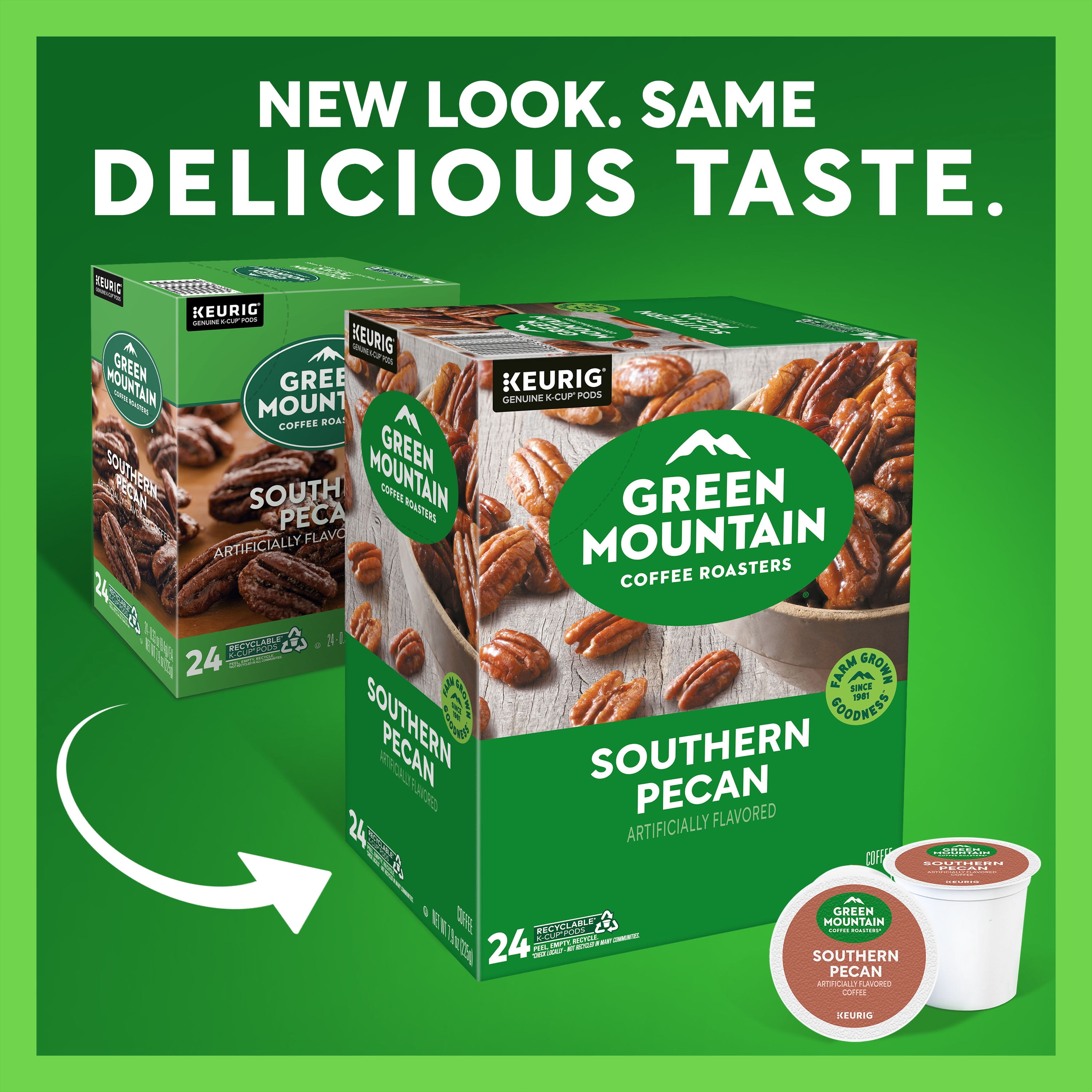 Green Mountain Coffee Southern Pecan, Flavored Keurig K-Cup Coffee Pods, Light Roast, 24 Count