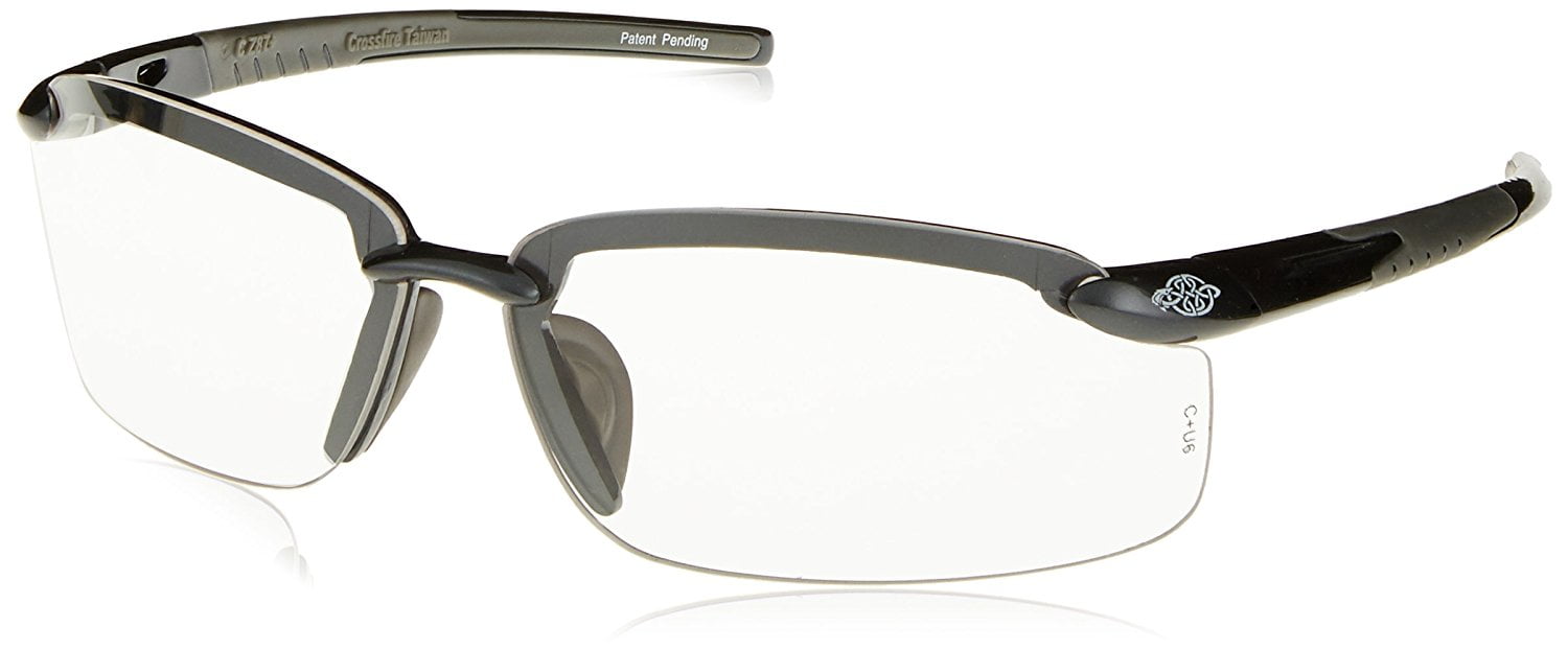 2964 ES5 Safety Glasses with Gray Temples with Clear Lens, Meets ANSI