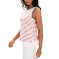 thumbnail image 4 of ATHLECHIC Women's Tank Top Striped Color Block Side Slits Crew Neck Summer Sleeveless Tops S Pink Green, 4 of 5