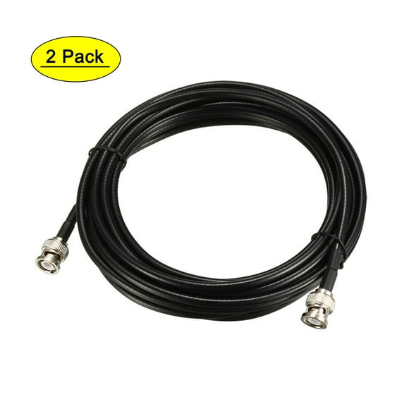 Unique Bargains RG58 Coaxial Cable with BNC Male to BNC Male Connectors 50 Ohm 15-ft 2pcs