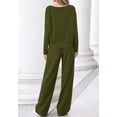 thumbnail image 3 of FreshPretty 2 Piece Matching Lounge Sets for Women Fall Outfits,Airport Travel Outfit,Postpartum Going Home,Cute Comfy Loungewear,Boat Neck Long Sleeve Top,Wide Leg Pants,Winter Clothes, 3 of 7