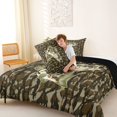 thumbnail image 4 of Feelyou Largemouth Bass Fish Queen Comforter Set for Men, Farmhouse Wooden Camo Bedding Comforter Set, Brown Green, Black Reversible, 3-Piece, 4 of 6