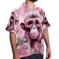 thumbnail image 2 of Pink Monkey Gorilla Men's Short Sleeve Poplin Shirts, Casual Printed Button Down Tops for Summer Beach, Unisex with Spread Collar, 2 of 6