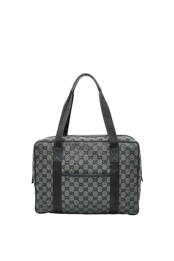 Pre-Owned Gucci GG Canvas Business Bag Handbag 282529 Gray Black Leather Women's GUCCI (Good)