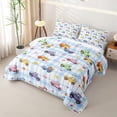 thumbnail image 3 of Castle Fairy Watercolor Truck Twin Quilt Set for Girls,Plaid Check Art Twin Coverlet Set for Bedroom,Blue Green Yellow, 3 of 7