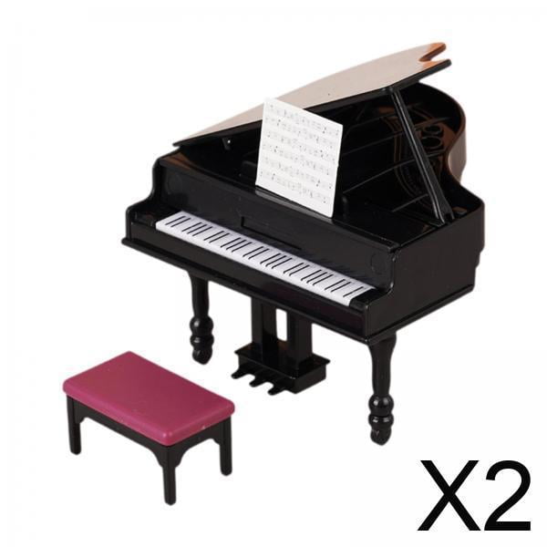 Mini Piano De Cola Para Casa De Muñecas A Escala 2x1:12 Con Taburete Para Sala De Estar, Dormitorio,