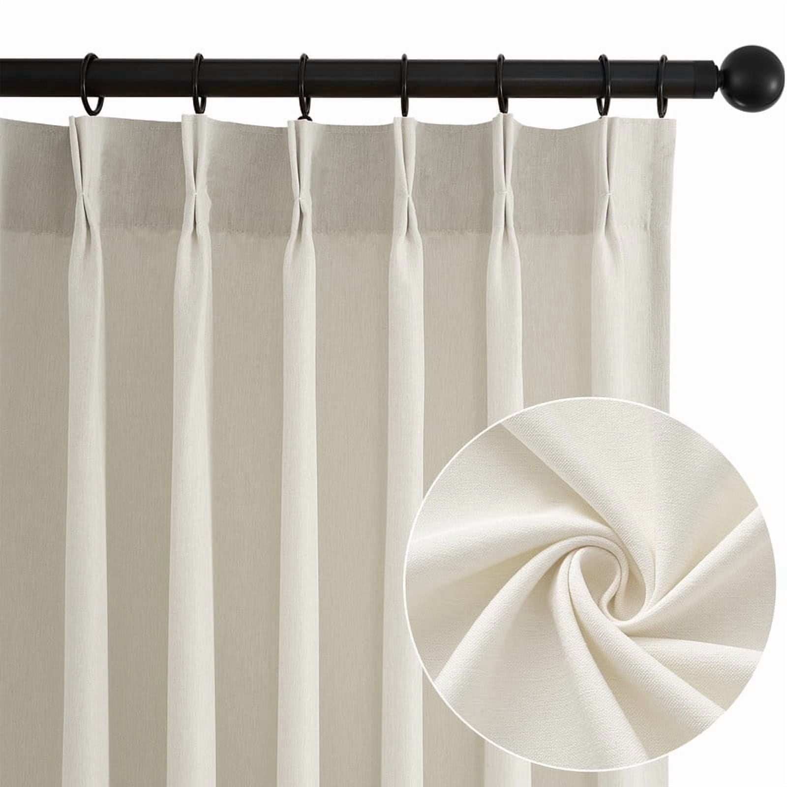 Topfinel Light Filtering Curtains Natural Pinch Pleated Drapes Back Tab Pinch Pleat Hooks Rings Window Treatments for Living Room Bedroom, Offwhite, 40x84 inch, 2 Panels