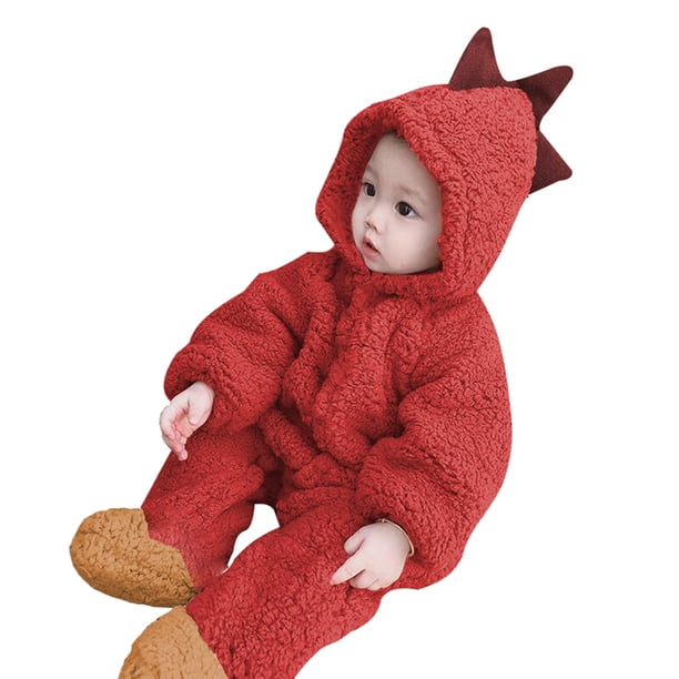 Mamelucos con capucha de animales para bebés Niños pequeños de una pieza Otoño Invierno Coral Fleece