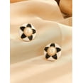 thumbnail image 2 of Clip on 1" gold, white, black button earrings with center pearl, 2 of 4