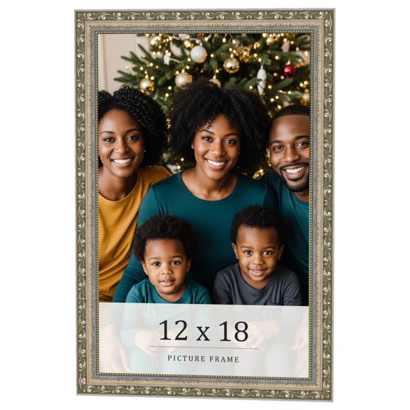 12x18 Frame Silver Solid Wood Picture Frame Width 1.125 Inches | Interior Frame Depth 0.375 Inches