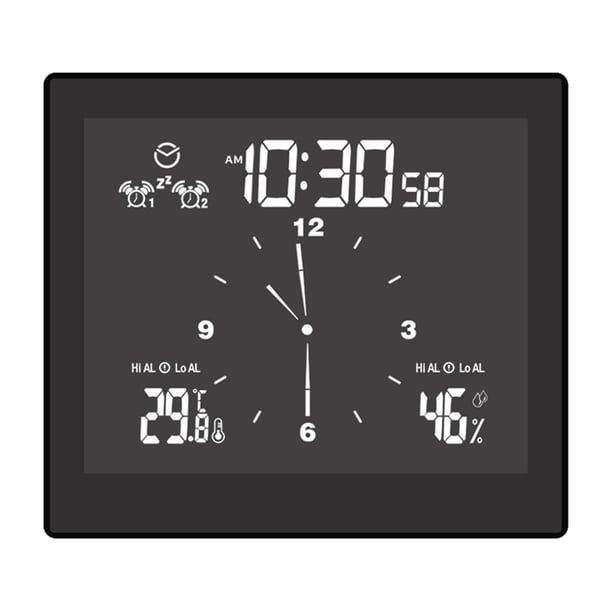 Reloj de ducha digital LCD, resistente al agua, para baño, con higrómetro y temperatura para pared. Negro