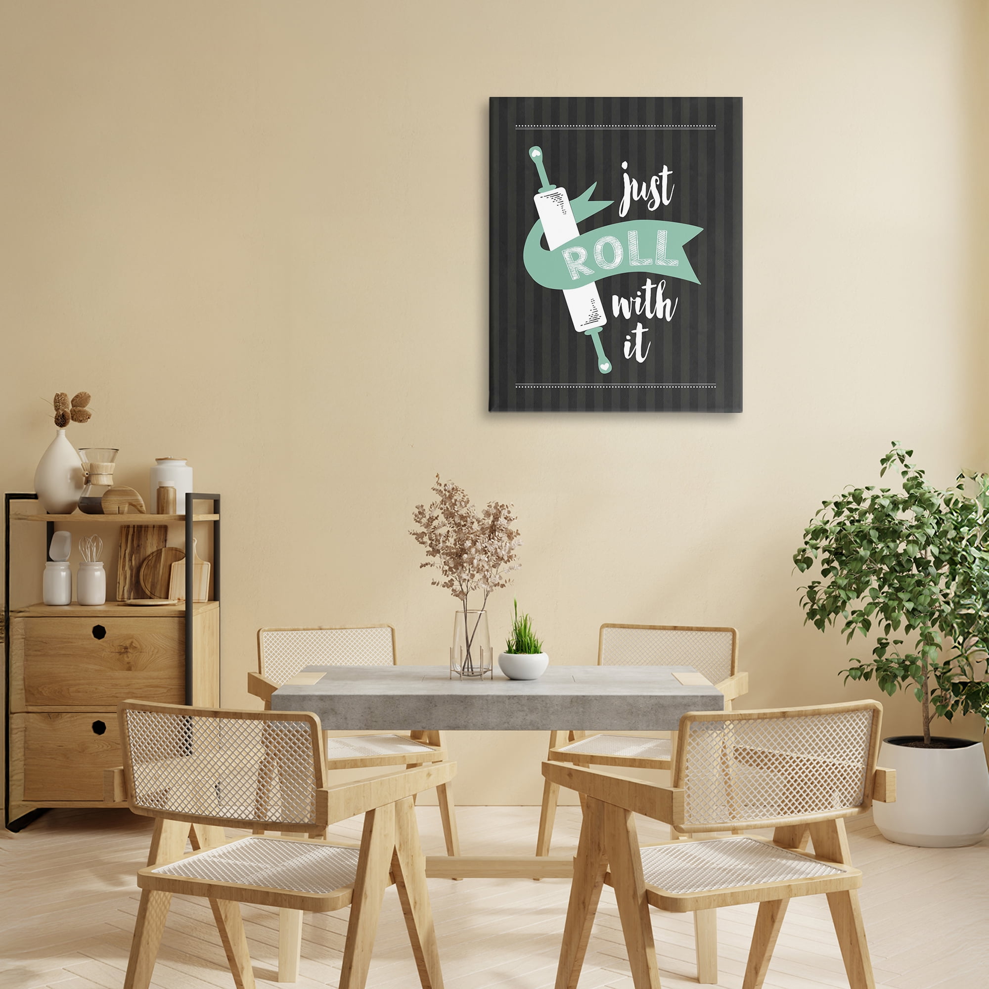 Roll With It Black & Green Canvas Wall Art, design by Lettered and Lined