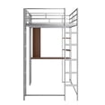 thumbnail image 3 of Harper & Bright Designs Twin Metal Loft Bed with 2 Shelves and one Desk, Sliver, 3 of 12