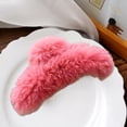 thumbnail image 3 of Hair Claw Furry Soft Solid Color Korean Style Fluffy Headdress Rabbit Fur Elastic Lady Hairpin Gift, 3 of 8