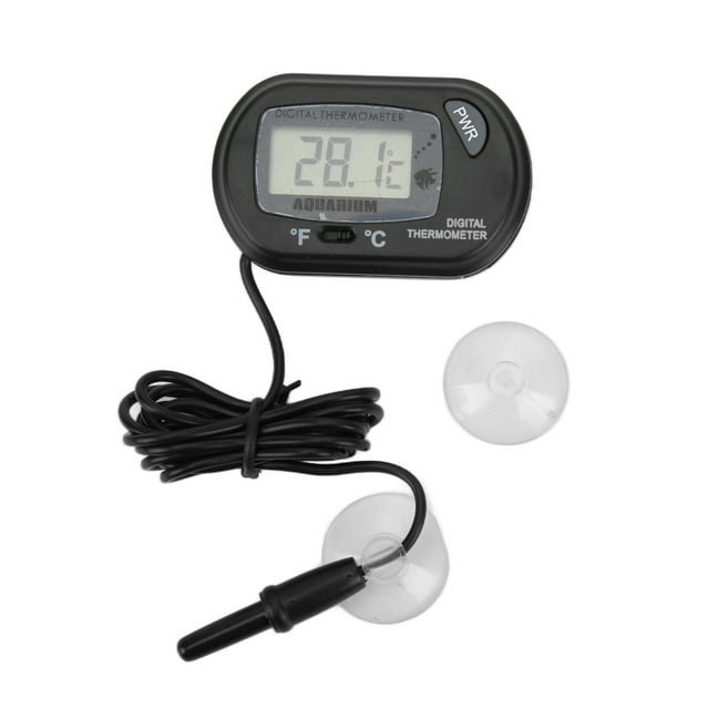 Termómetro digital LCD para acuario, medidor de temperatura del agua para pecera, controlador con cable, color negro
