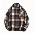 thumbnail image 3 of DDAPJ pyju Men's Flannel Plaid Shirt Loose Fit Long Sleeve Casual Button Down Shirts Lightweight Gingham Shirt Fall Trendy Lapel Collar Tops Coffee XXL, 3 of 4
