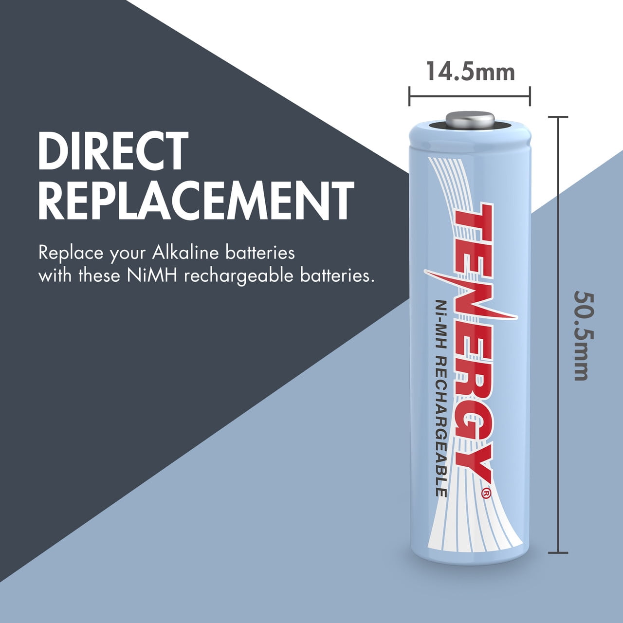 Tenergy AA Rechargeable Batteries, 2500mAh NiMH Rechargeable Battery, 24 Pack