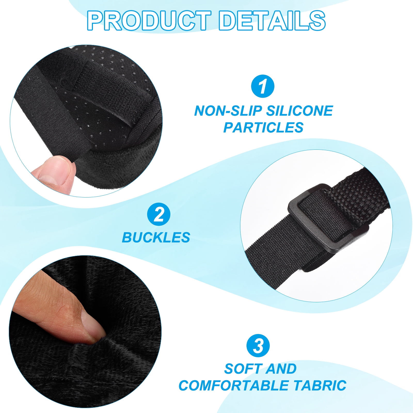 Unique Bargains Office Chair Arm Pads Armrest Memory Foam Cotton Removable Black