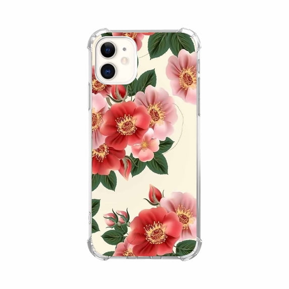 Big Red Flower Case for iPhone 12,Aesthetic Colourful Floral Pattern Soft TPU Bumper Case Cover