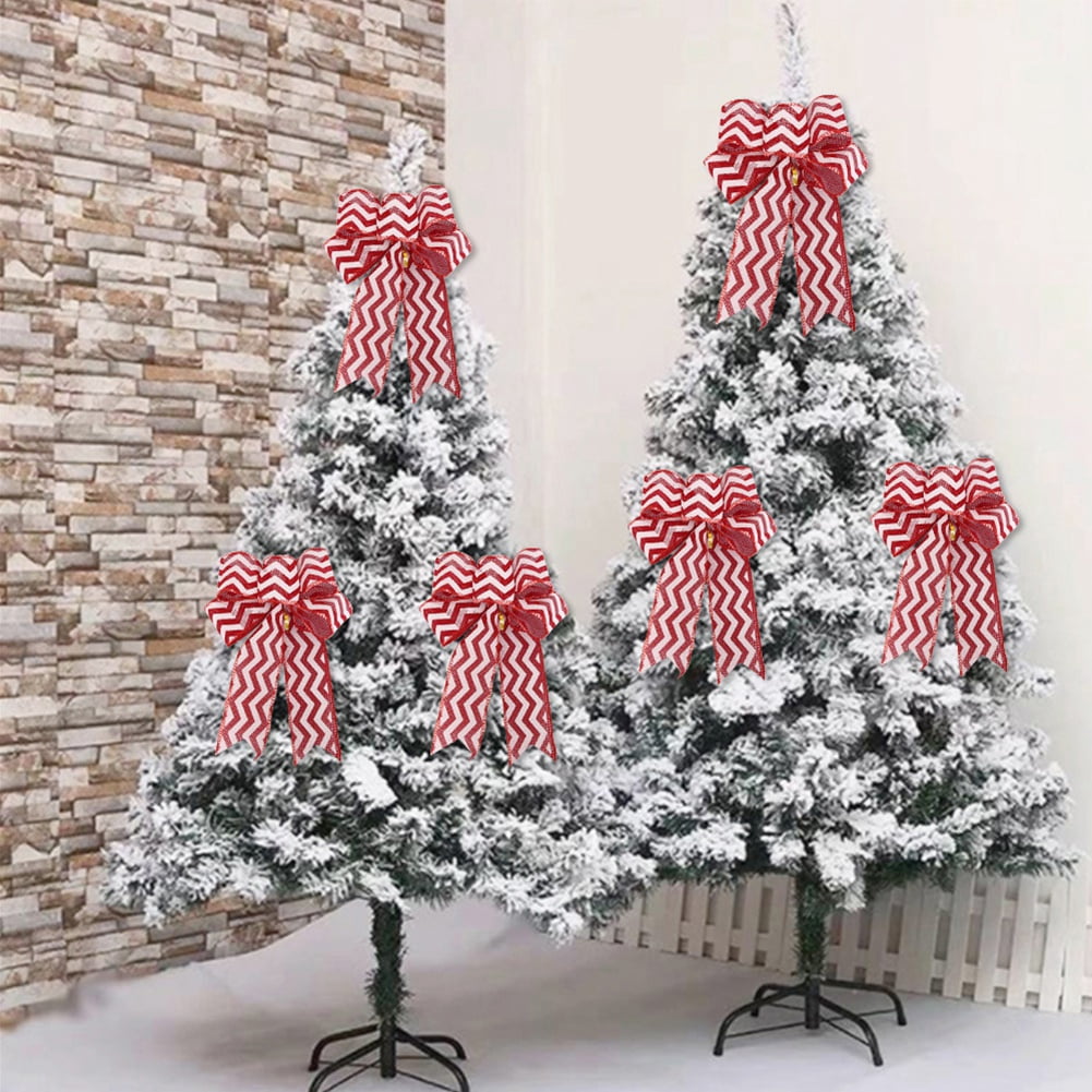 12 Pack Christmas Bows Big Christmas Bows Christmas Wreath Ribbon Bows Tree Bows Decor Burlap Bows Decor Christmas New Year Ornaments, 9.5x6.5 in