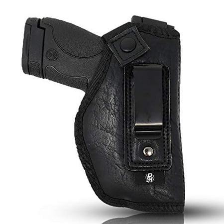 IWB Gun Holster by PH - Concealed Carry | Soft Interior | Fits M&P Shield 9mm.40.45 Auto/Glock 26 27 29 30 33 42 43, Ruger LC9, LC380 | Taurus Slim, PT111 | Springfield XD Series (Small)