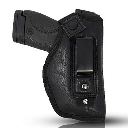 IWB Gun Holster by PH - Concealed Carry | Soft Interior | Fits M&P Shield 9mm.40.45 Auto/Glock 26 27 29 30 33 42 43, Ruger LC9, LC380 | Taurus Slim, PT111 | Springfield XD Series (Small) (Best Compact Semi Auto Concealed Carry)