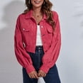 thumbnail image 5 of Corduroy Jacket Women, Ladies Cropped Cardigan Casual Slim Fit Long Sleeve Lapel with Pockets Button Down Blazers Solid Color Short Jackets Coats Fall, 5 of 5
