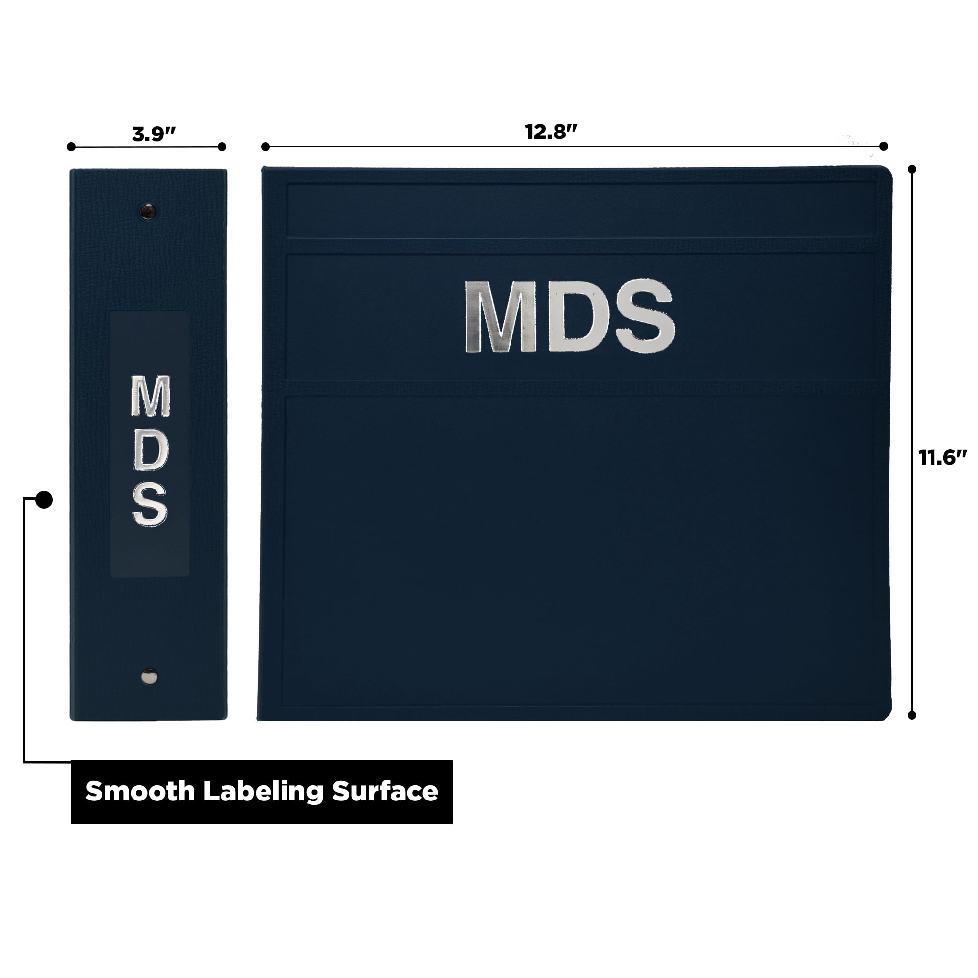 Carstens 4-Inch Heavy Duty 3-Ring Binder for Minimum Data Sets (MDS) - Side Opening, Navy Blue