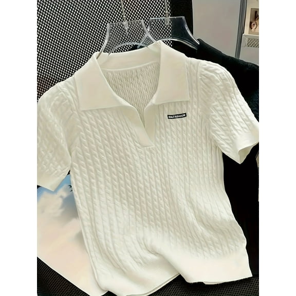 Trendy women's polo knitted short-sleeved new style