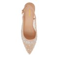 thumbnail image 3 of XYD XYD Women Pointy Toe Slingback Pumps Rhinestones Studded Mesh Low Heels Party Evening Shoes Size 8.5 Nude, 3 of 4