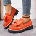 thumbnail image 2 of KEGIRLOM Women's Fashionable Versatile Casual Multi-Colored Plus-Size Shoes Spring/Summer Style Trendy Comfortable Bow Thick-Soled Loafers Orange 9, 2 of 9