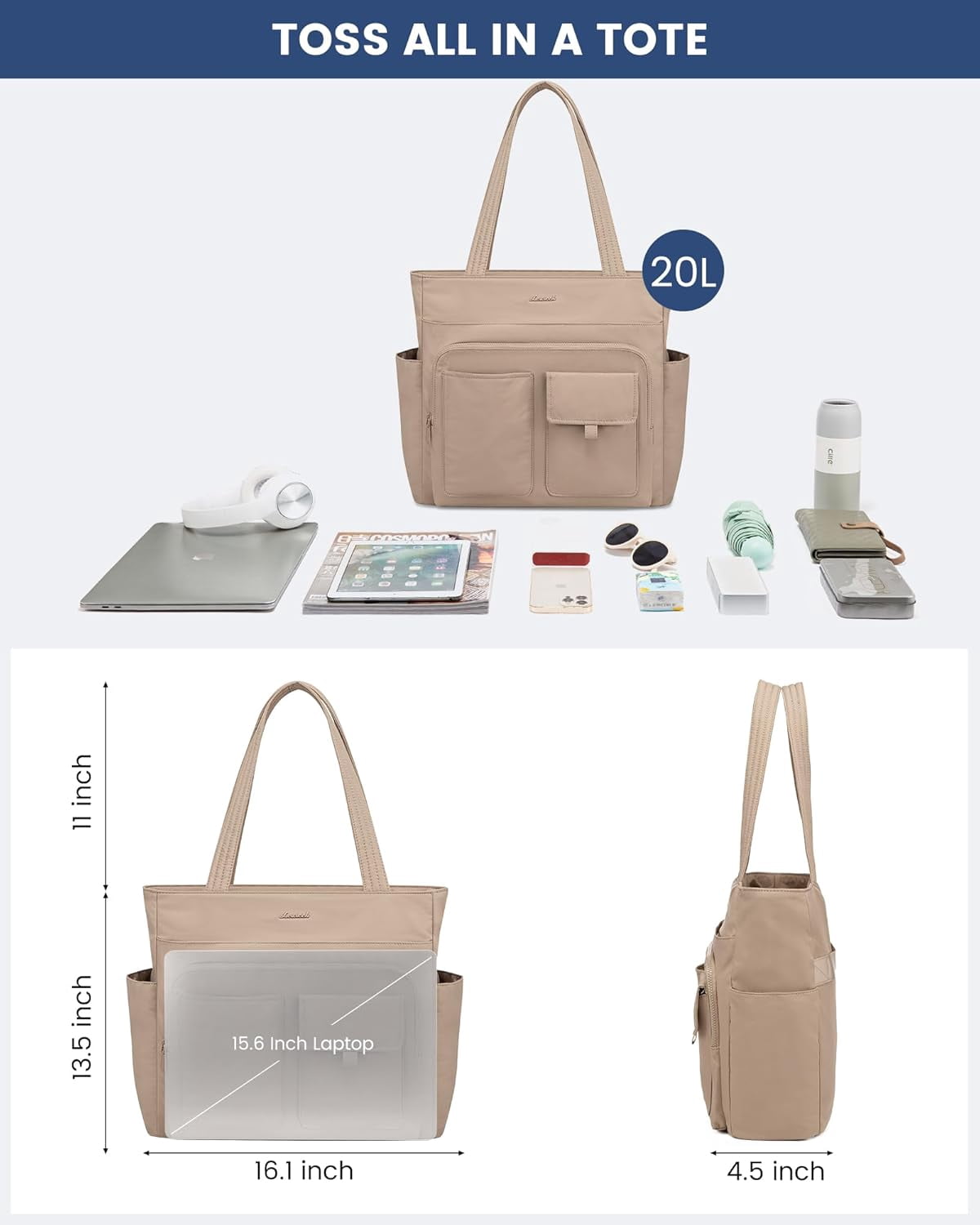 LOVEVOOK Tote Bag For Women,Laptop Work Totes Bags For Women With Multiple Pockets,Teacher Nurse Work Travel Tote Bag