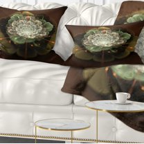 Designart White Fractal Flower on Brown - Flower Throw Pillow - 12x20
