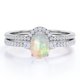 thumbnail image 1 of JeenMata Anillo de Bodas de Pasado, Presente y Futuro con Pavé Curvo de Ópalo Etíope Elíptico de 1 Quilate y Moissanita Engastado en Oro Blanco de 18 K sobre Plata, 1 of 6