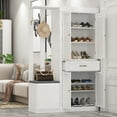 thumbnail image 2 of KULAGAGA Shoe Cabinet with Louvered Door and Drawer, 71.6"H Tall Entryway Shoes Storage Cabinet, White, 2 of 8